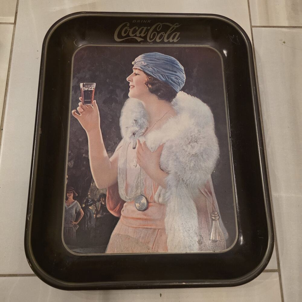 Vintage Coca Cola Advertising Tray 1920s Art Deco Flapper Barware Collectible E2